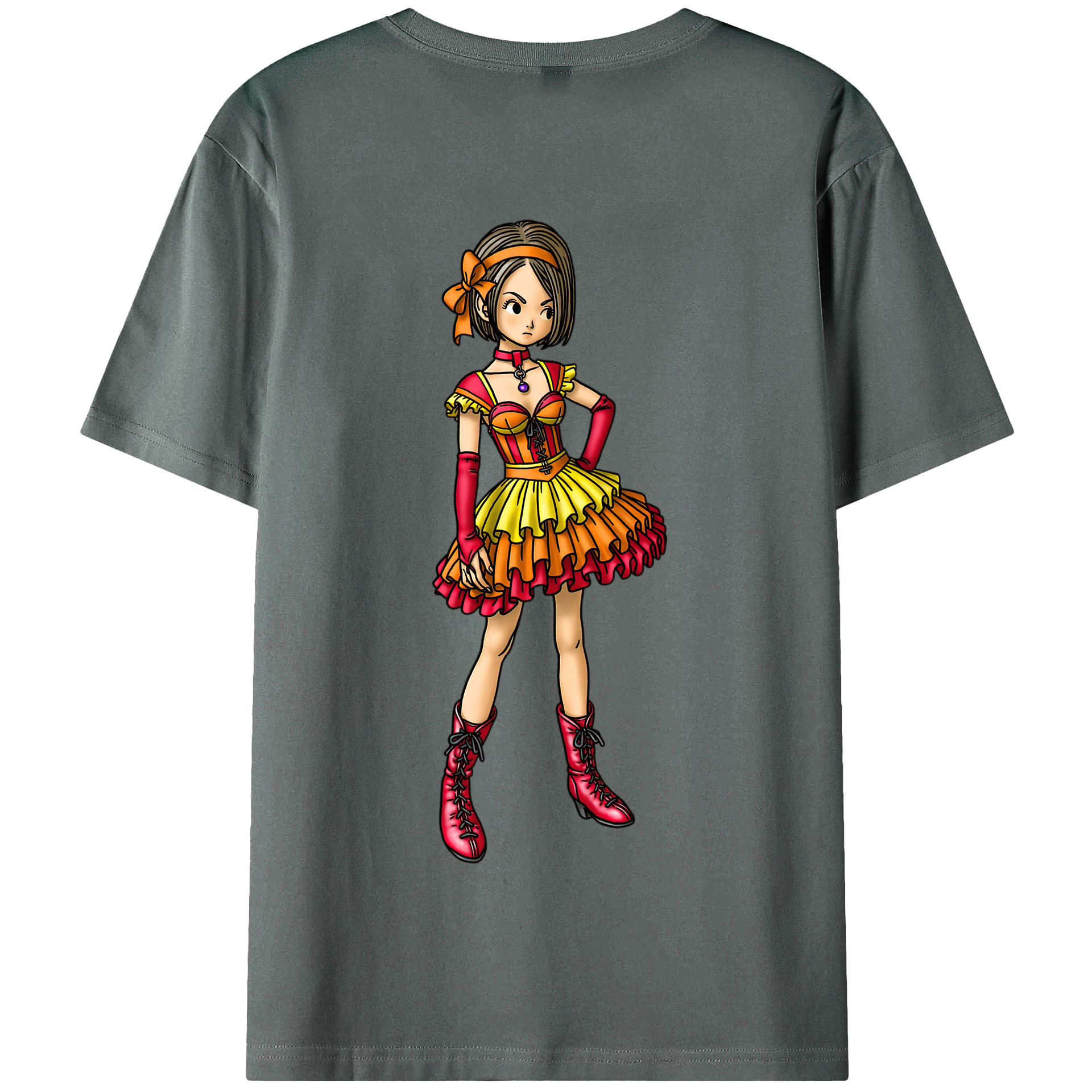 （画像用） ドラゴンクエスト Doragon Kuesuto Dragon Quest 綿100％半袖Tシャツ（背面プリント）